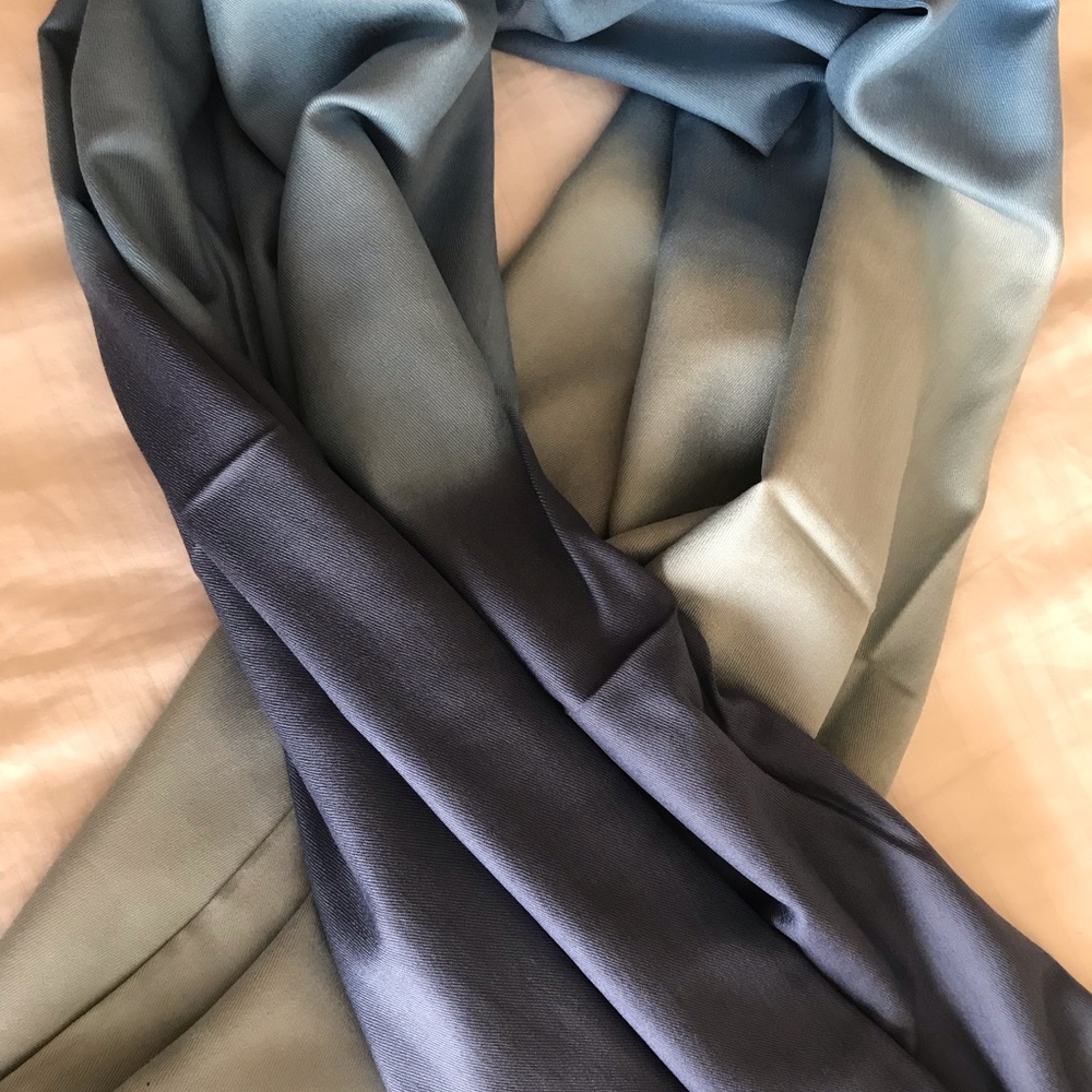Scarf ombré blue shawl silk pashmina new